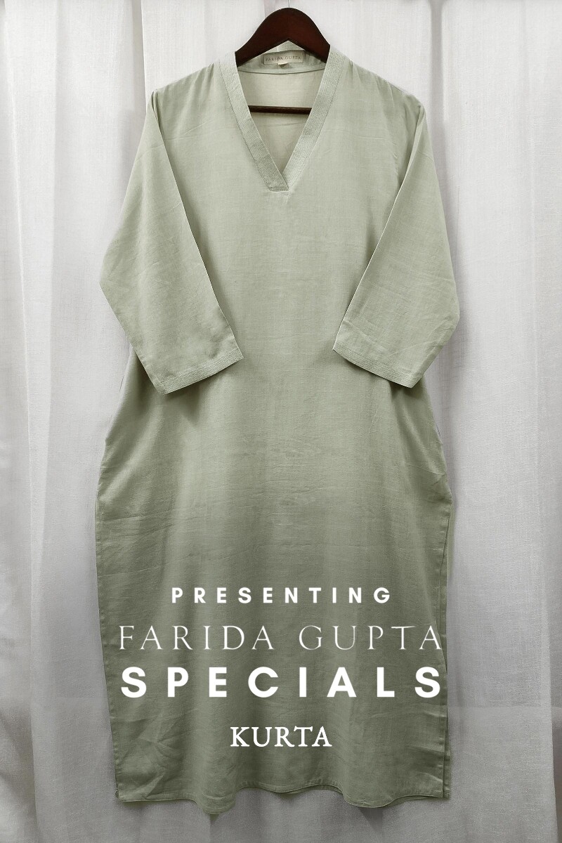 Mint Green Handcrafted Straight Handloom Cotton Kurta