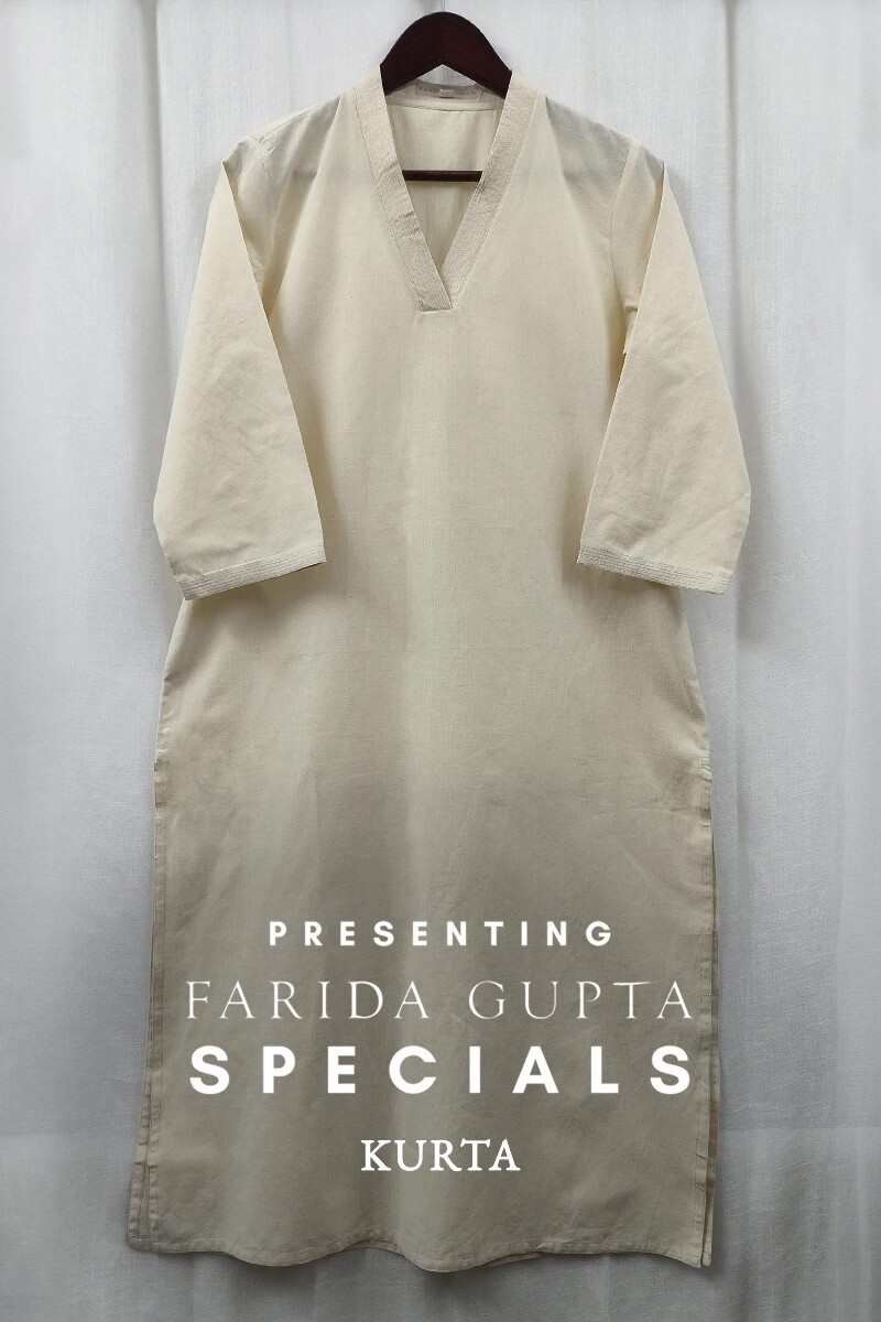 Light Yellow Handcrafted Straight Handloom Cotton Kurta