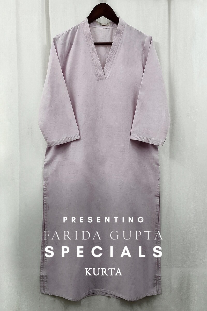Light Purple Handcrafted Straight Handloom Cotton Kurta