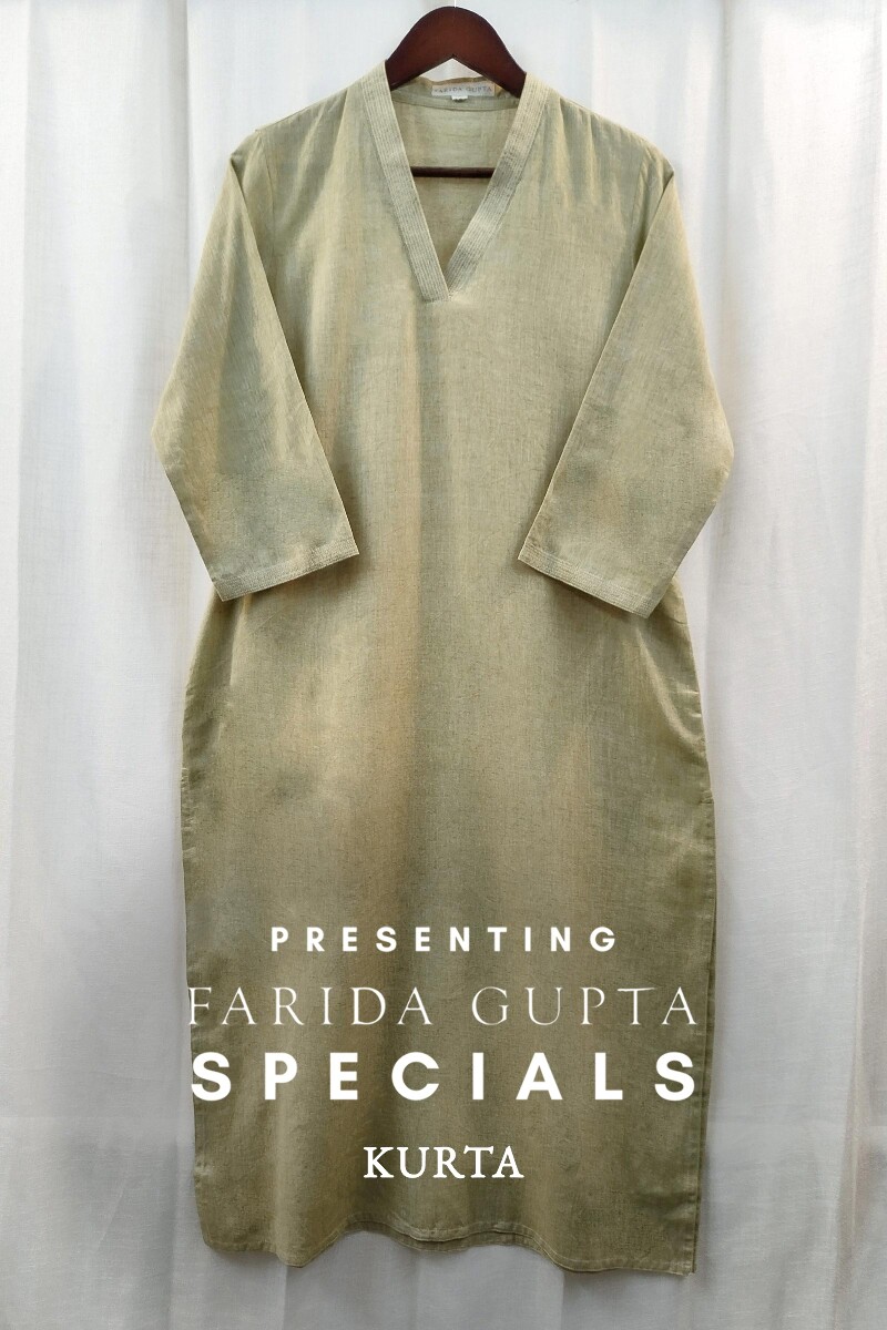 Taupe Handcrafted Straight Handloom Cotton Kurta