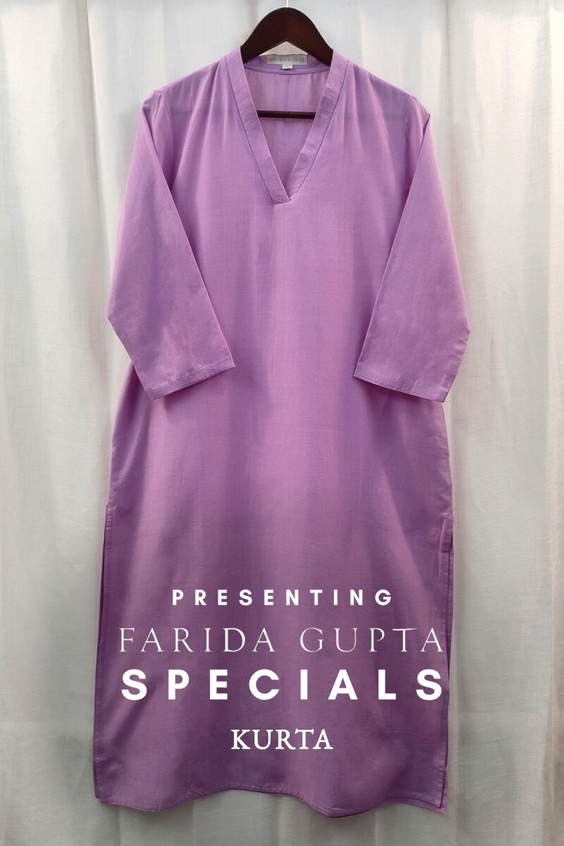 Light Purple Handcrafted Straight Handloom Cotton Kurta
