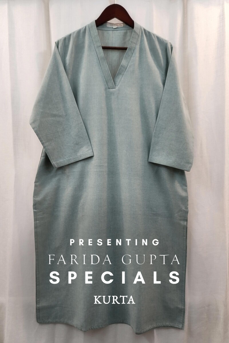 Light Green Handcrafted Straight Handloom Cotton Kurta
