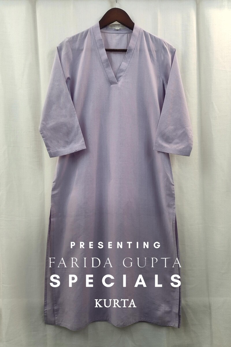 Light Purple Handcrafted Straight Handloom Cotton Kurta