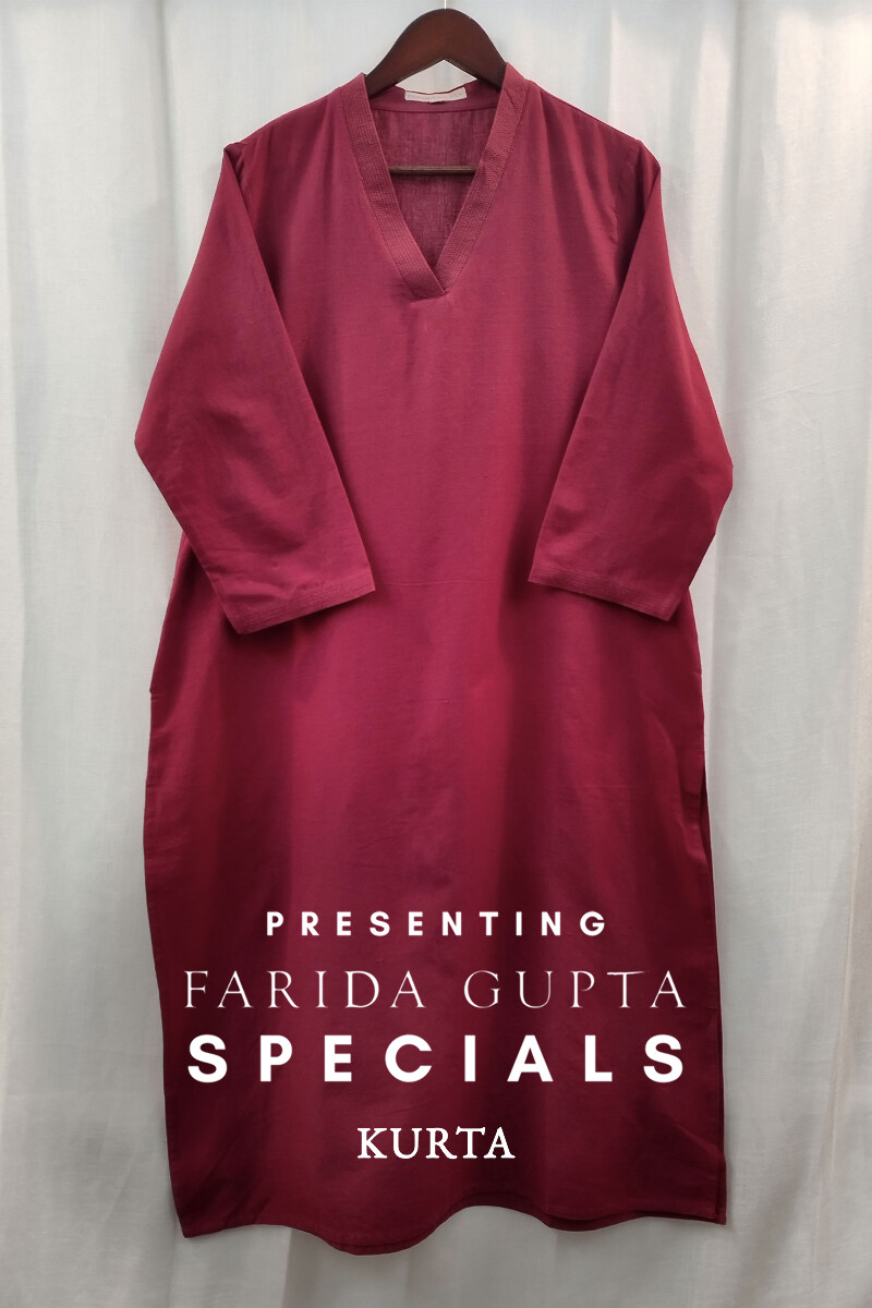 Plum Handcrafted Straight Handloom Cotton Kurta