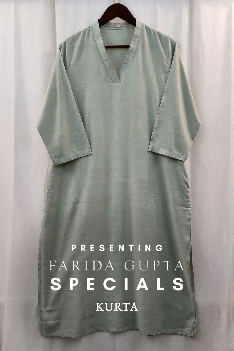 Pastel Green Handcrafted Straight Handloom Cotton Kurta