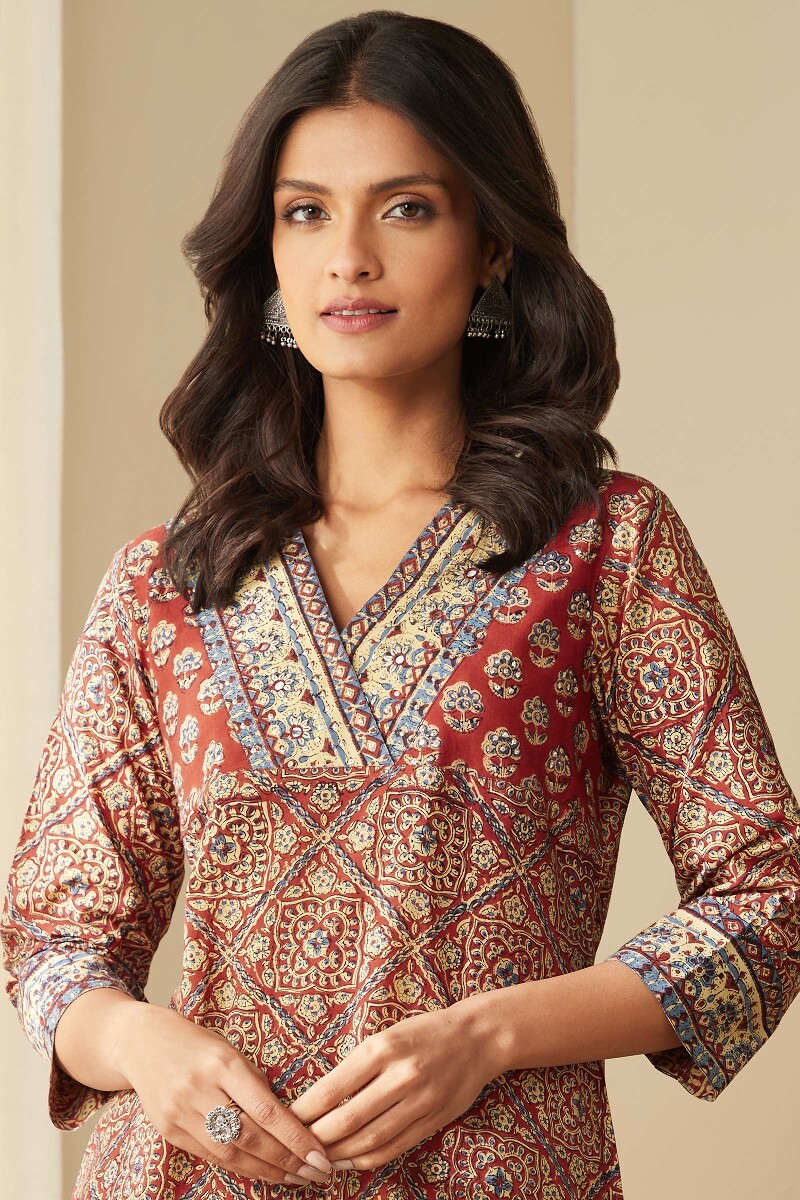 Bagru Hand Block-Printed Straight Cotton Kurta