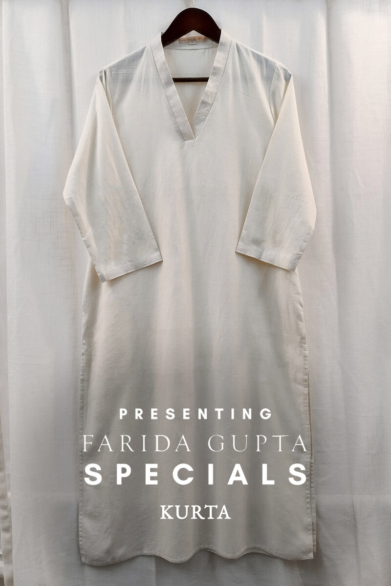 Off-White Handcrafted Straight Handloom Cotton Kurta