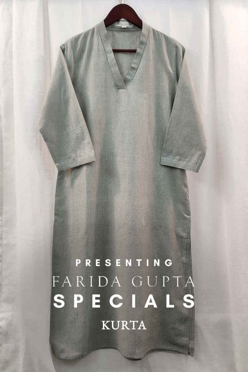 Sage Green Handcrafted Straight Handloom Cotton Kurta
