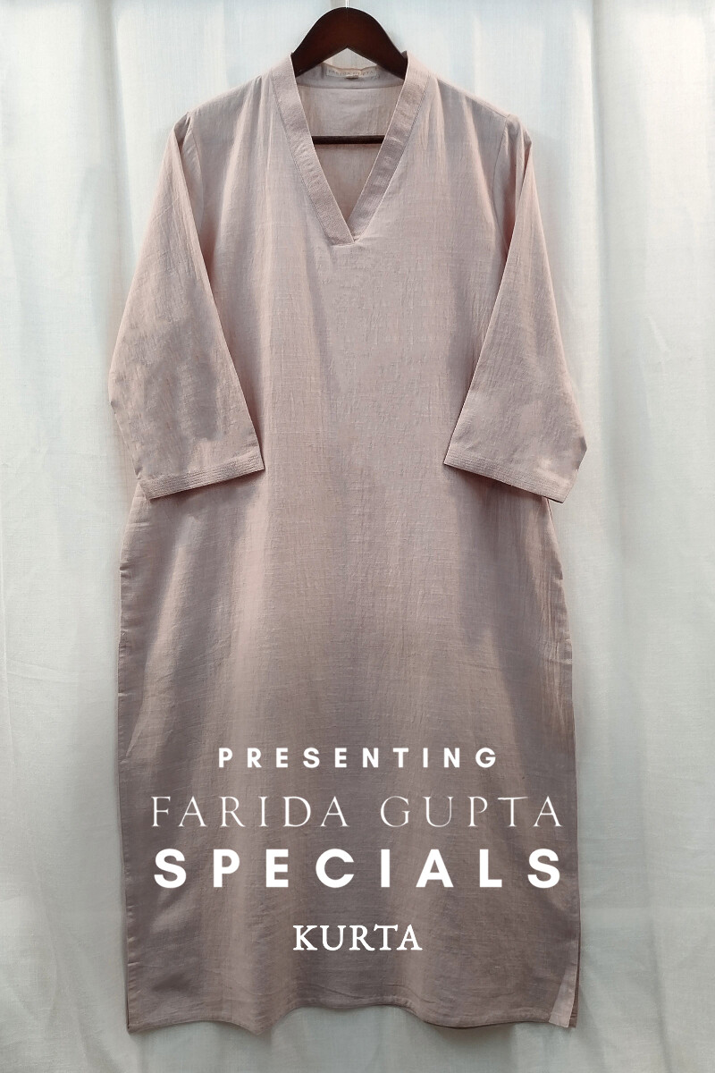 Rosy Brown Handcrafted Straight Handloom Cotton Kurta