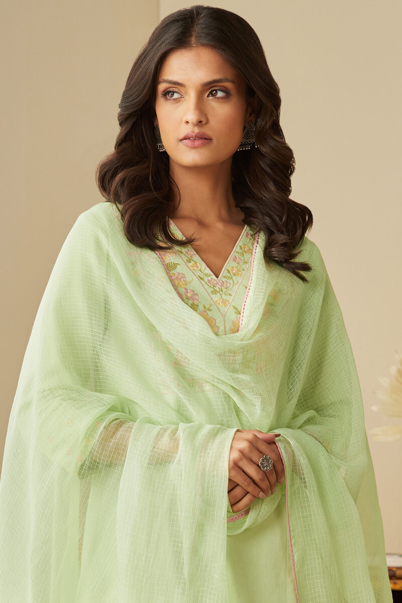Green Handcrafted Kota Dupatta