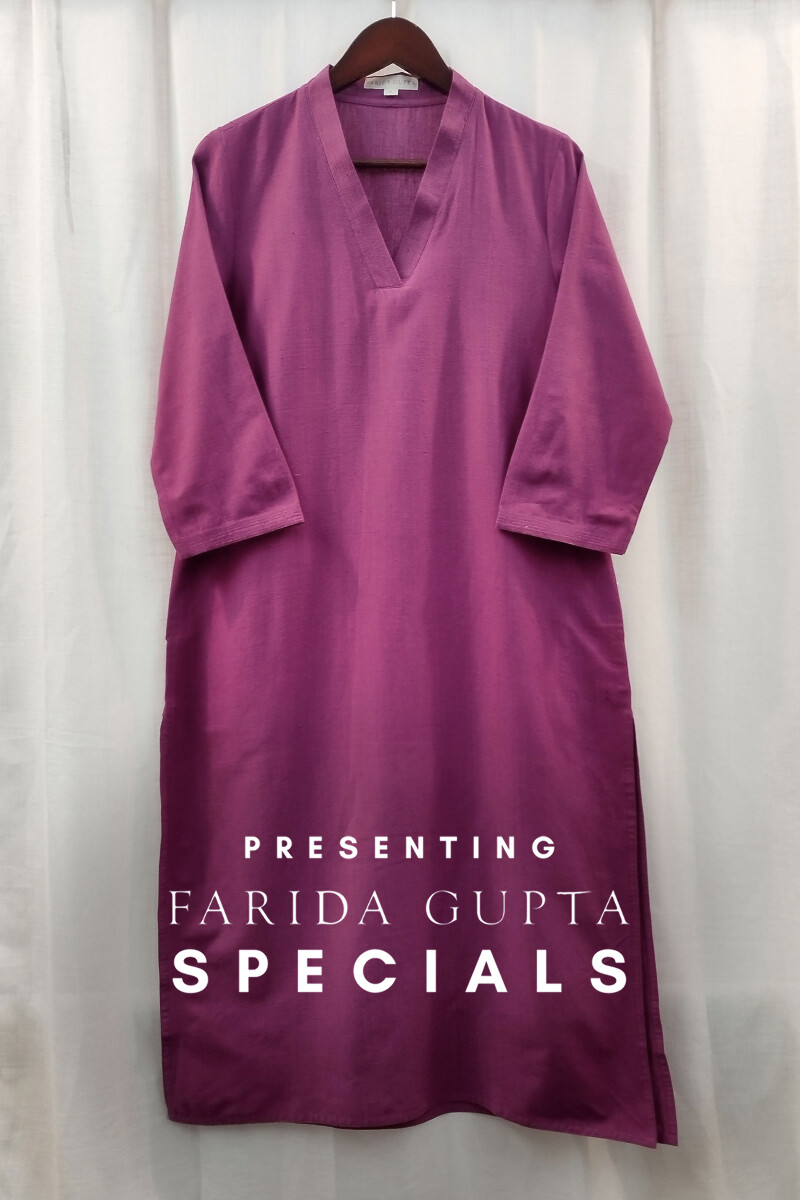 Plum Handcrafted Straight Handloom Cotton Kurta