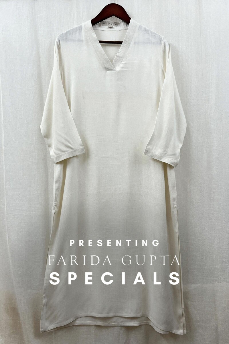 White Handcrafted Straight Handloom Cotton Kurta