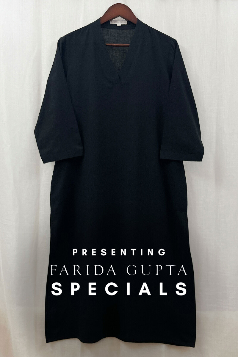Black Handcrafted Straight Handloom Cotton Kurta