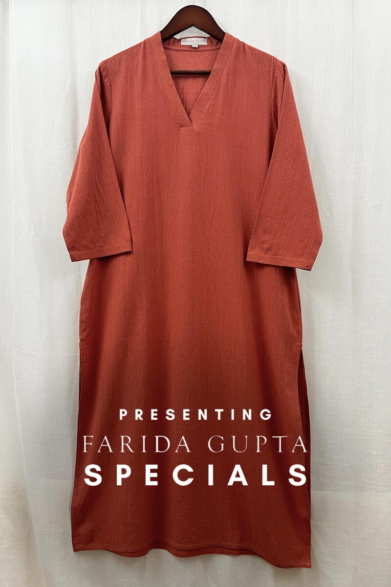 Peach Handcrafted Straight Handloom Cotton Kurta