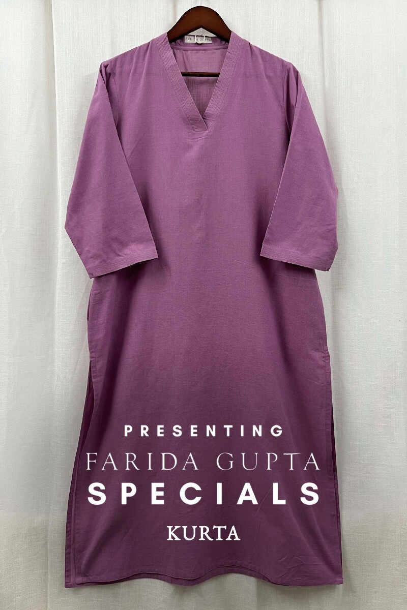 Purple Straight Handcrafted Handloom Cotton Kurta