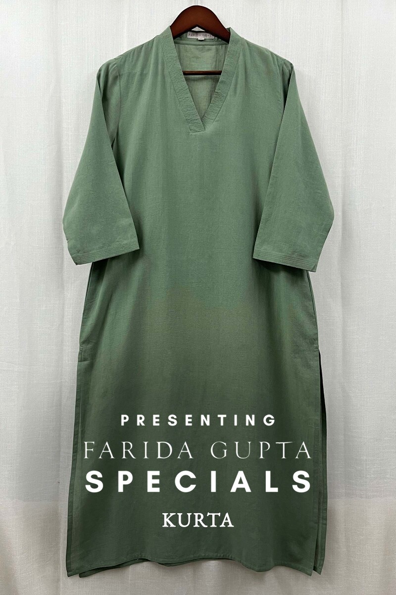 Light Green Handcrafted Straight Handloom Cotton Kurta