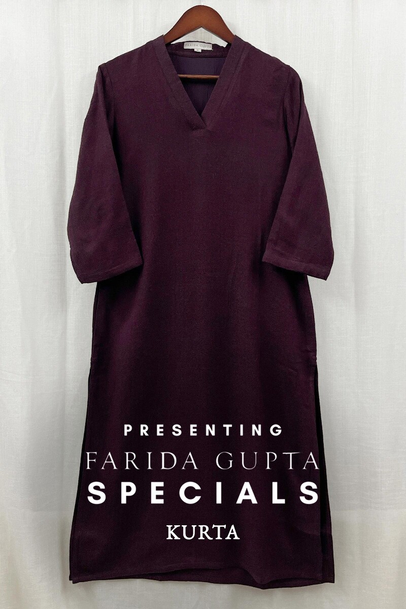 Purple Handcrafted Straight Cotton Dobby Kurta