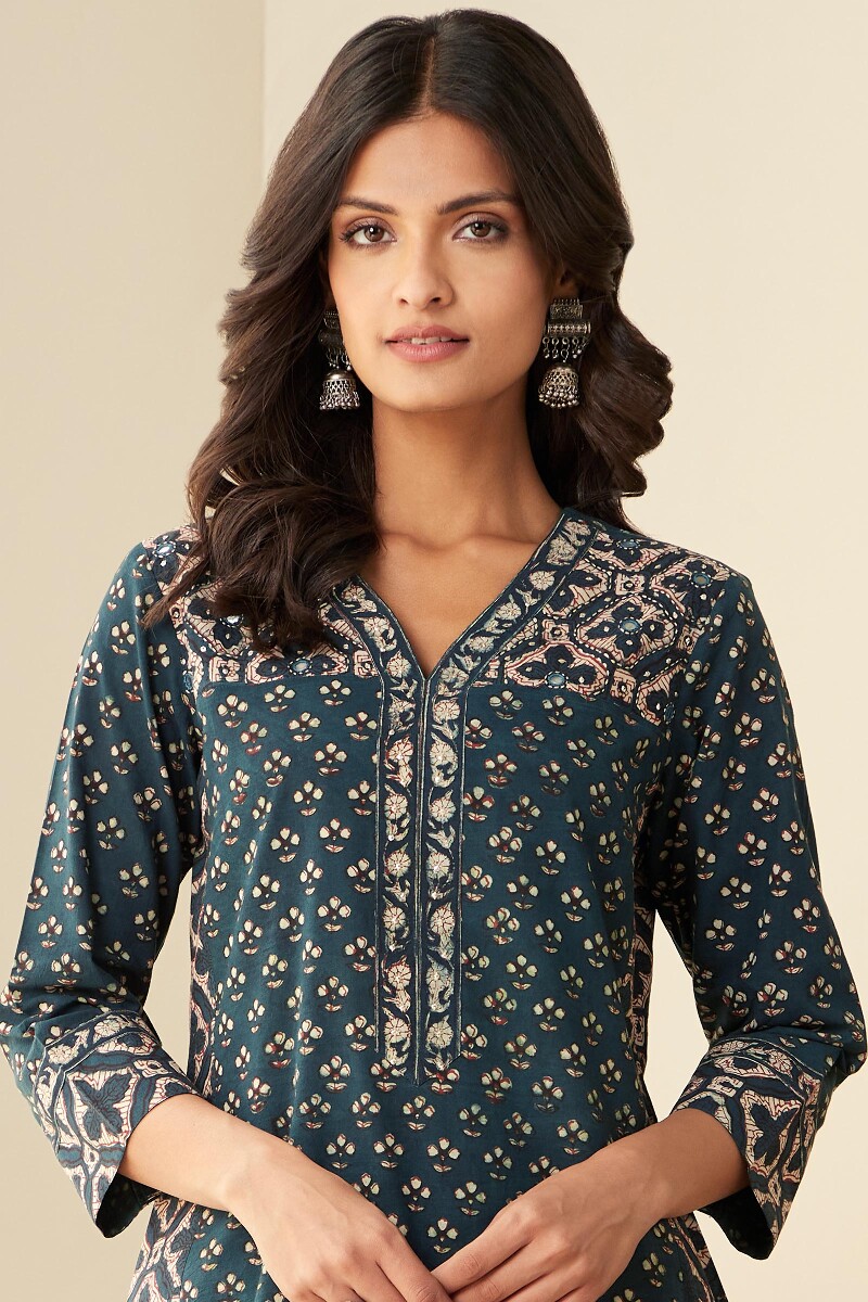 Bagru Hand Block-Printed Straight Cotton Kurta