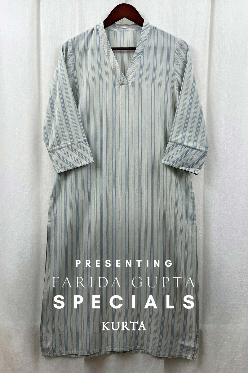 Cream Handcrafted Straight Handloom Cotton Kurta