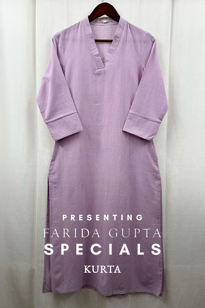 Light Purple Handcrafted Straight Handloom Cotton Kurta