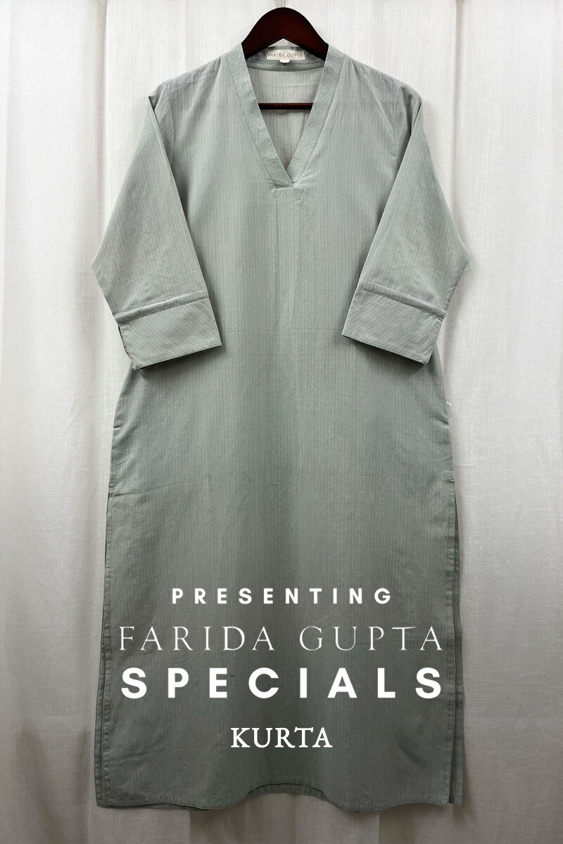 Mint Green Handcrafted Straight Handloom Cotton Kurta