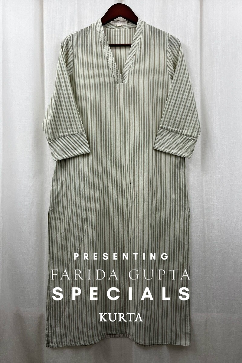 Cream Handcrafted Straight Handloom Cotton Kurta