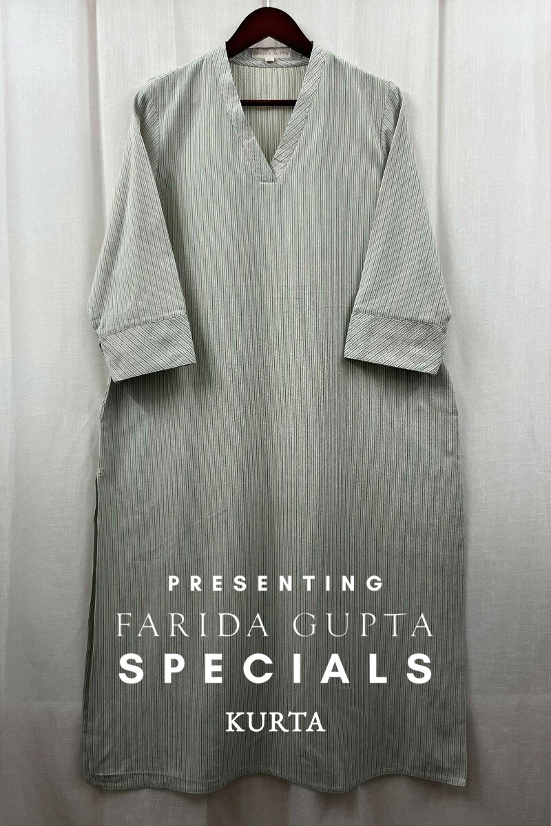 Cream Handcrafted Straight Handloom Cotton Kurta
