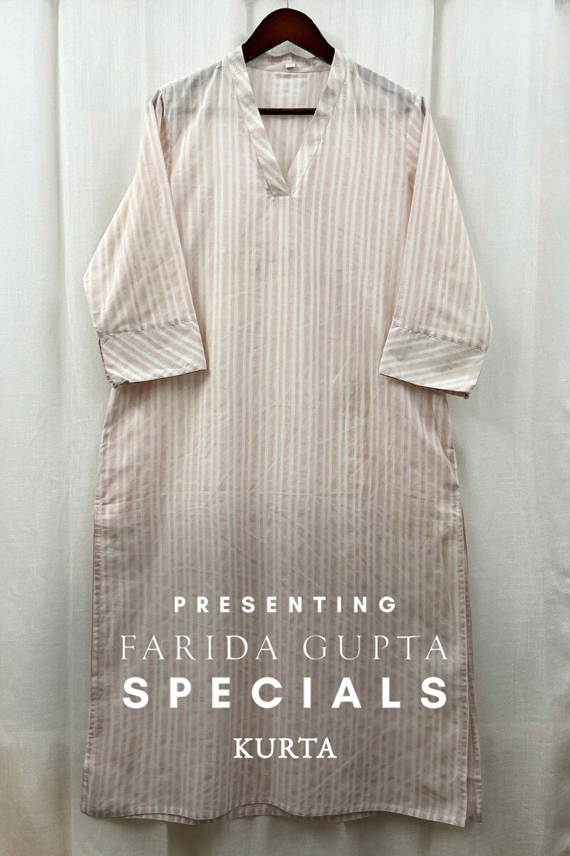 Baby Pink Handcrafted Straight Handloom Cotton Kurta
