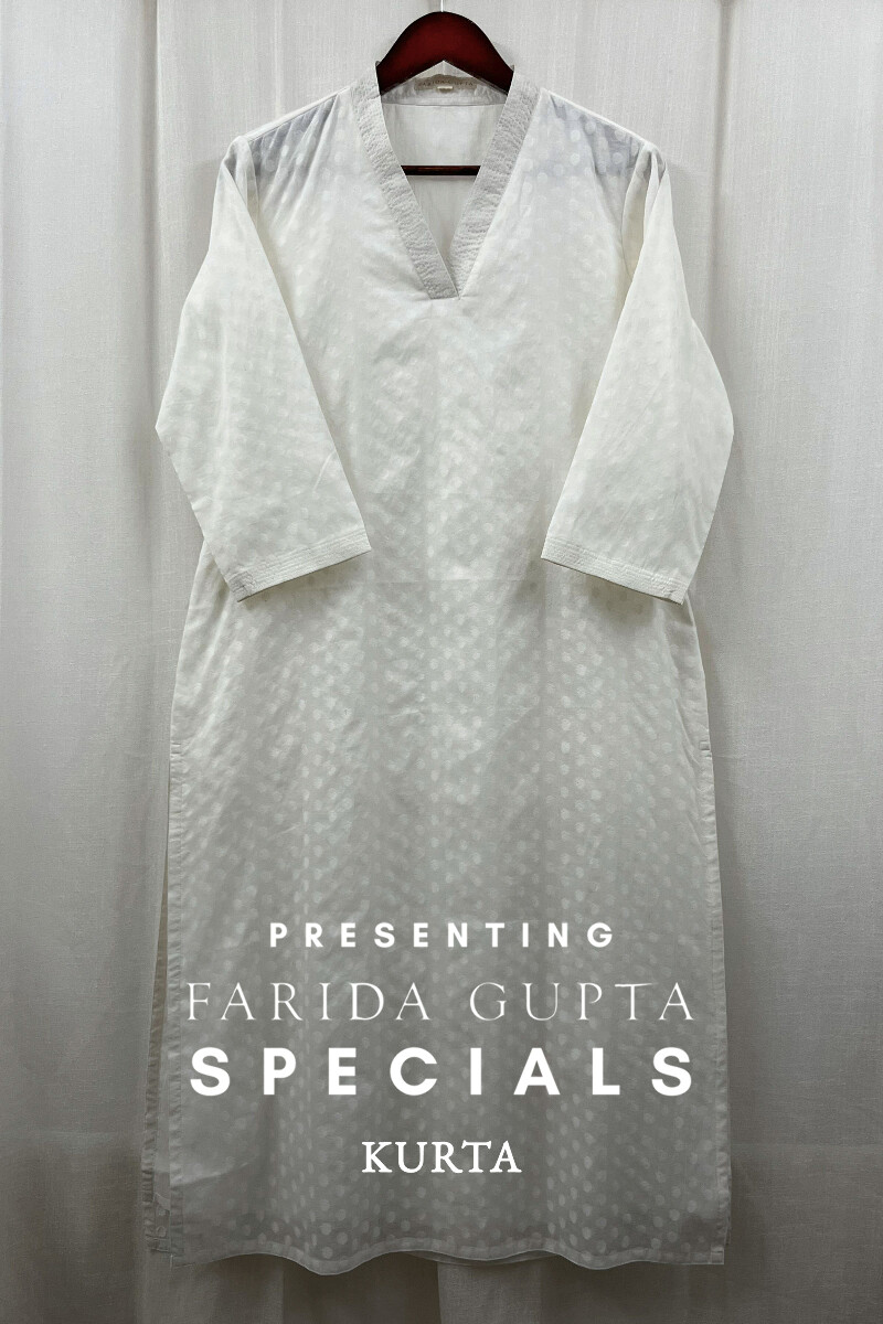 White Handcrafted Straight Chanderi Kurta