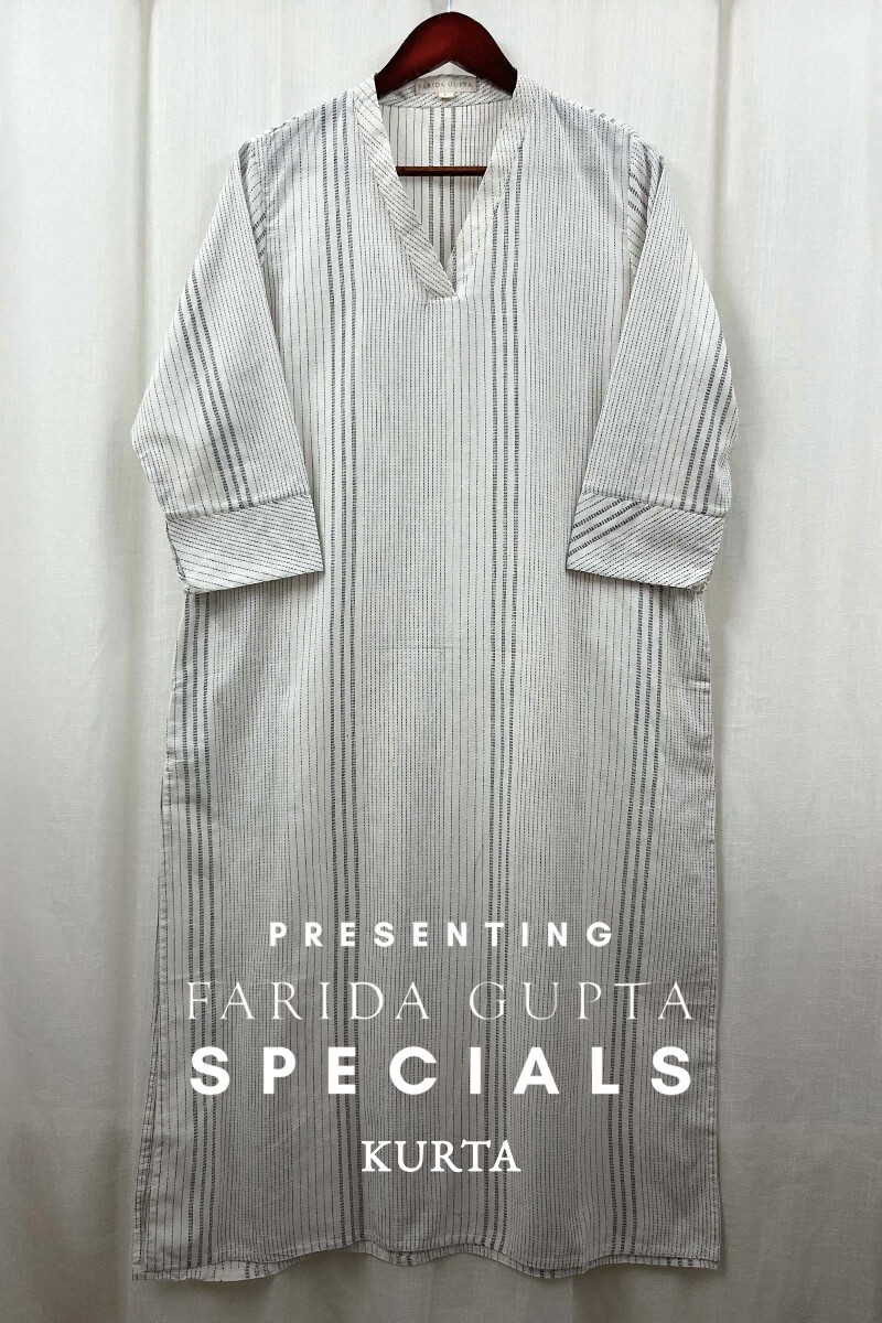 White Handcrafted Straight Handloom Cotton Kurta