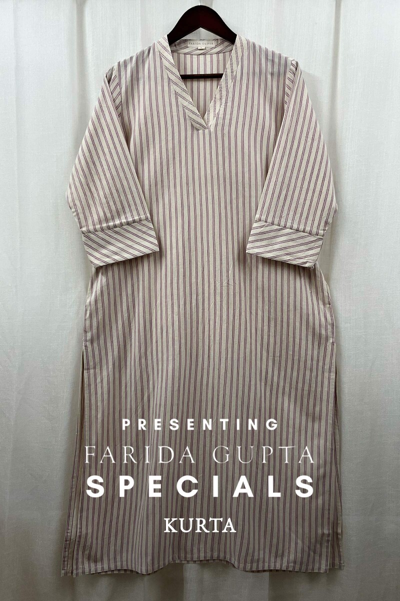 Cream Handcrafted Straight Handloom Cotton Kurta