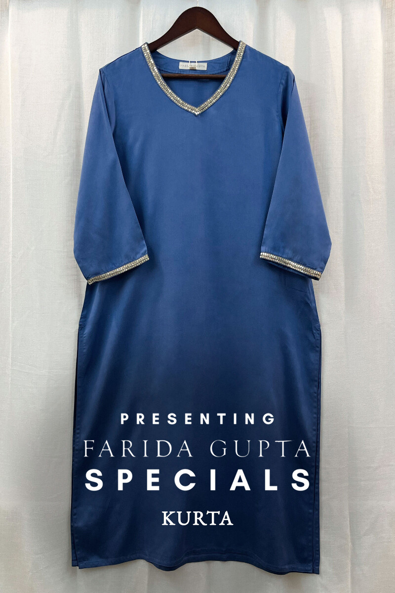 Blue Handcrafted Viscose Kurta