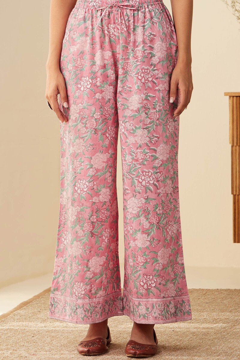 Pink Hand Block-Printed Cotton Farsi