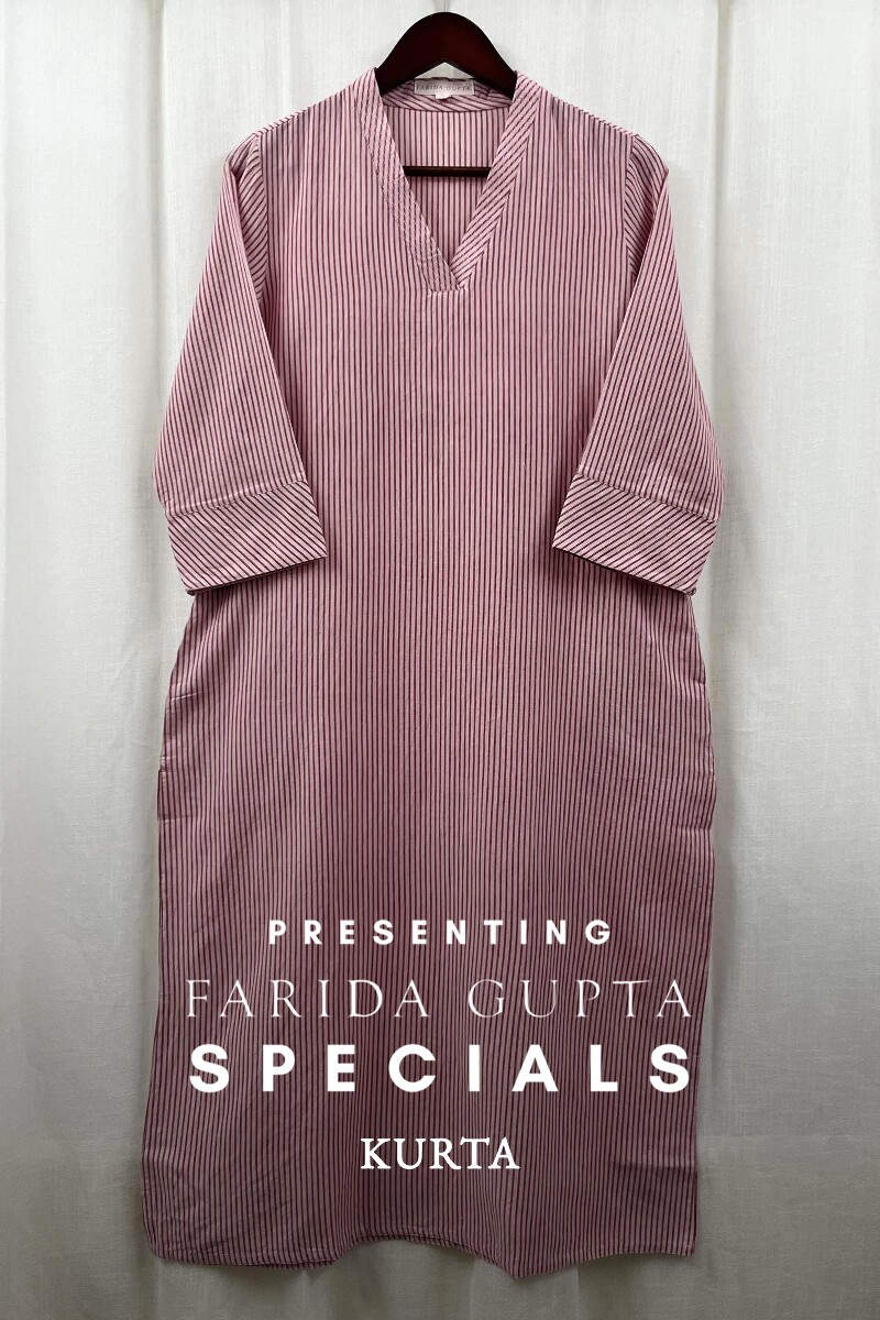 Light Pink Handcrafted Straight Handloom Cotton Kurta