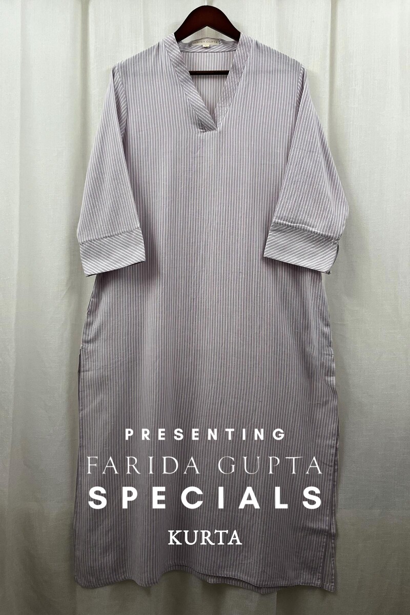 Light Purple Handcrafted Straight Handloom Cotton Kurta
