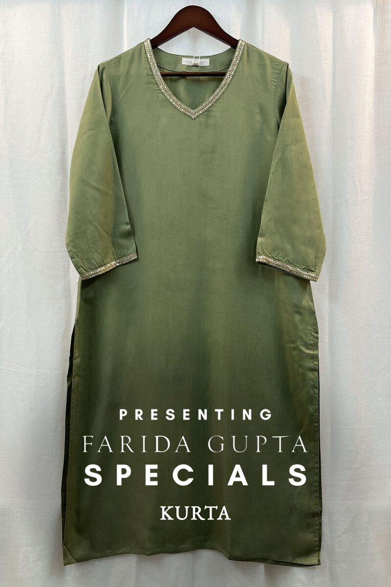 Green Handcrafted Viscose Kurta