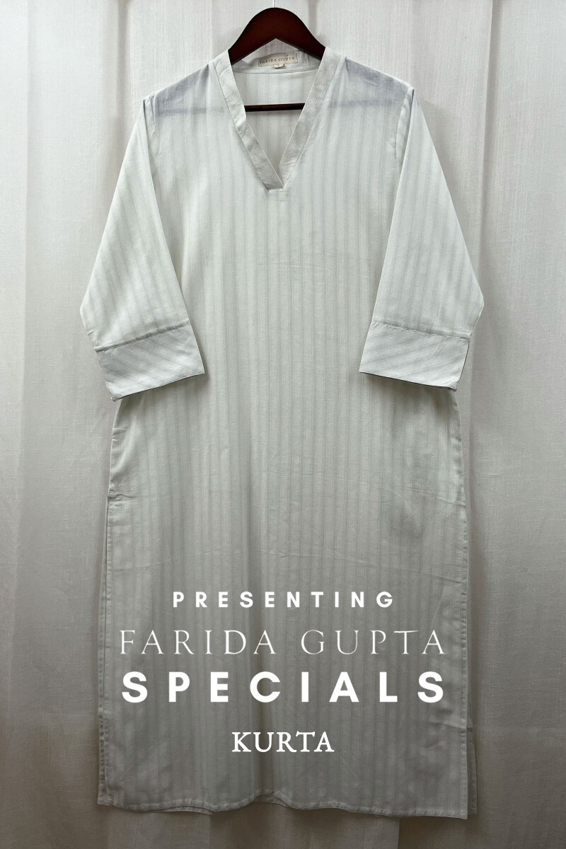 White Handcrafted Straight Handloom Cotton Kurta