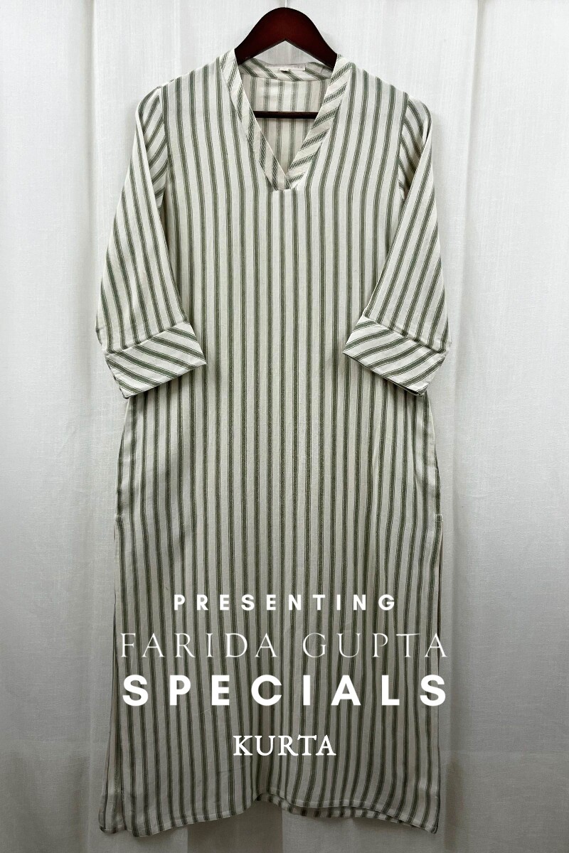 Cream Handcrafted Straight Handloom Cotton Kurta