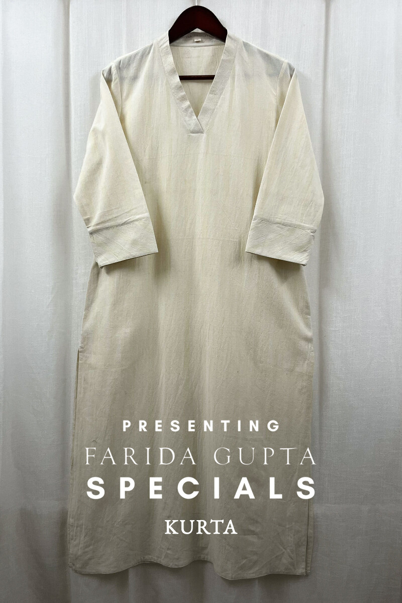 White Handcrafted Straight Handloom Cotton Kurta