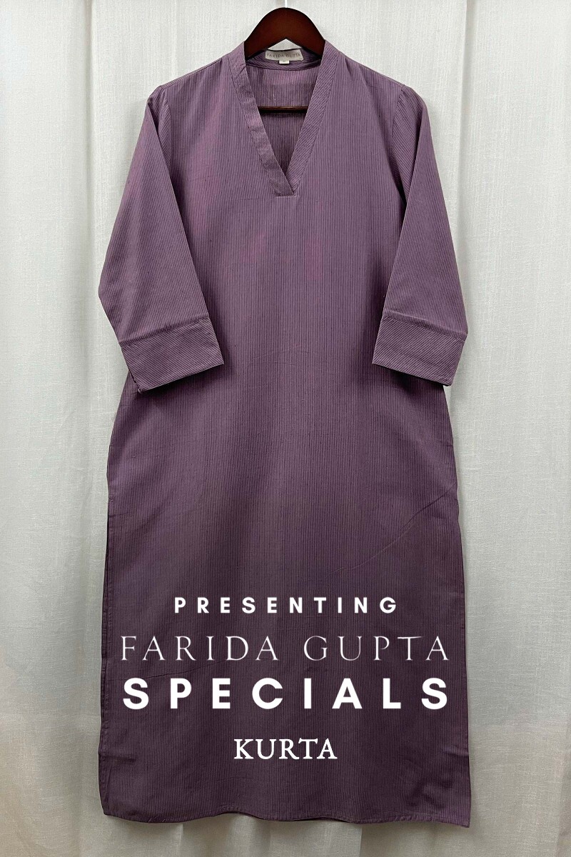 Dark Purple Handcrafted Straight Handloom Cotton Kurta