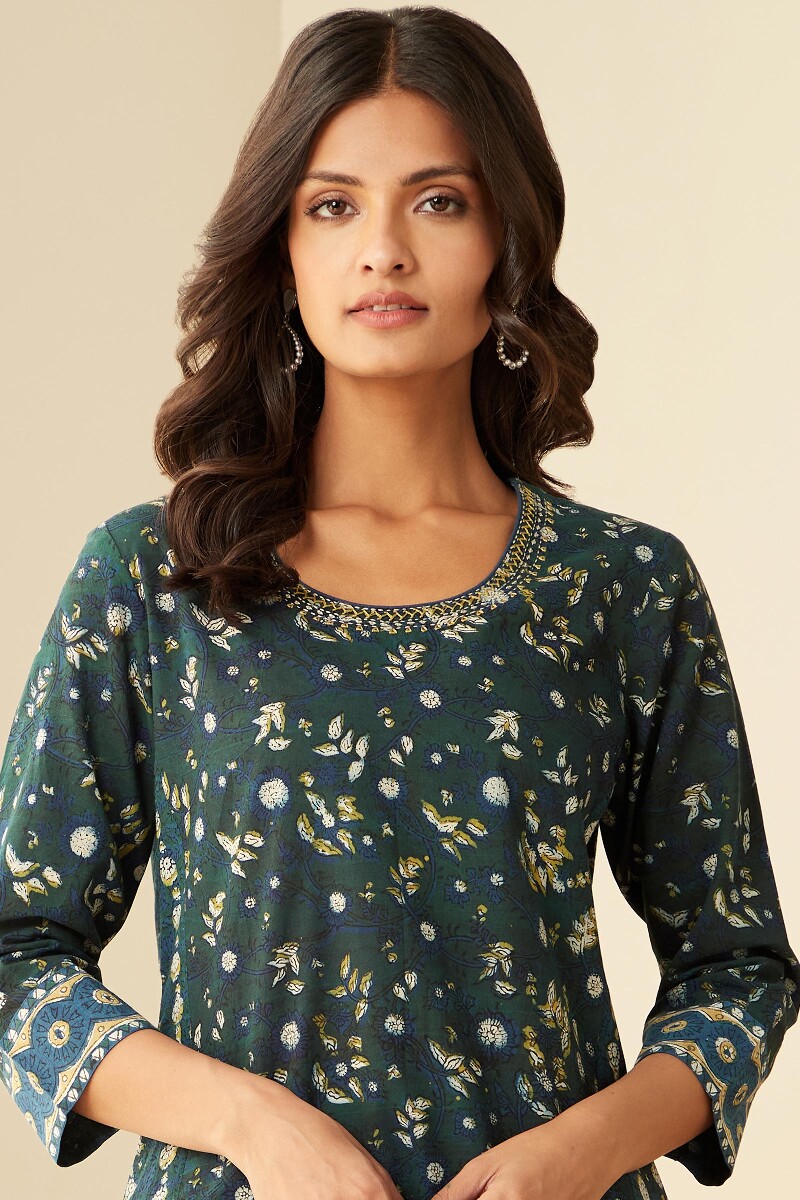 Bagru Hand Block-Printed Straight Cotton Kurta