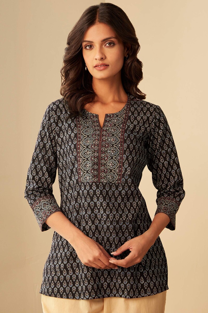 Ajrak Hand Block-Printed Cotton Top