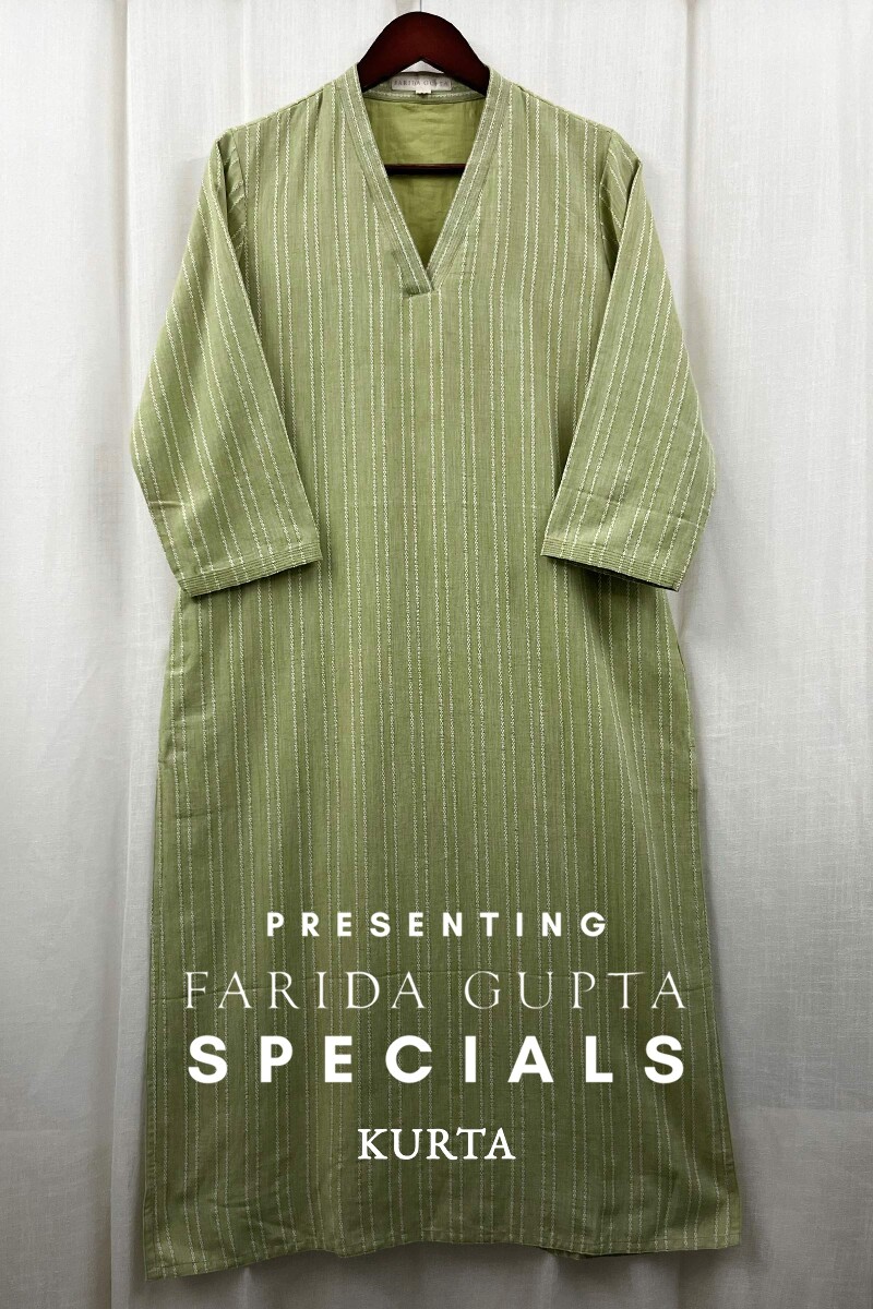 Mint Green Handcrafted Straight Handloom Cotton Kurta