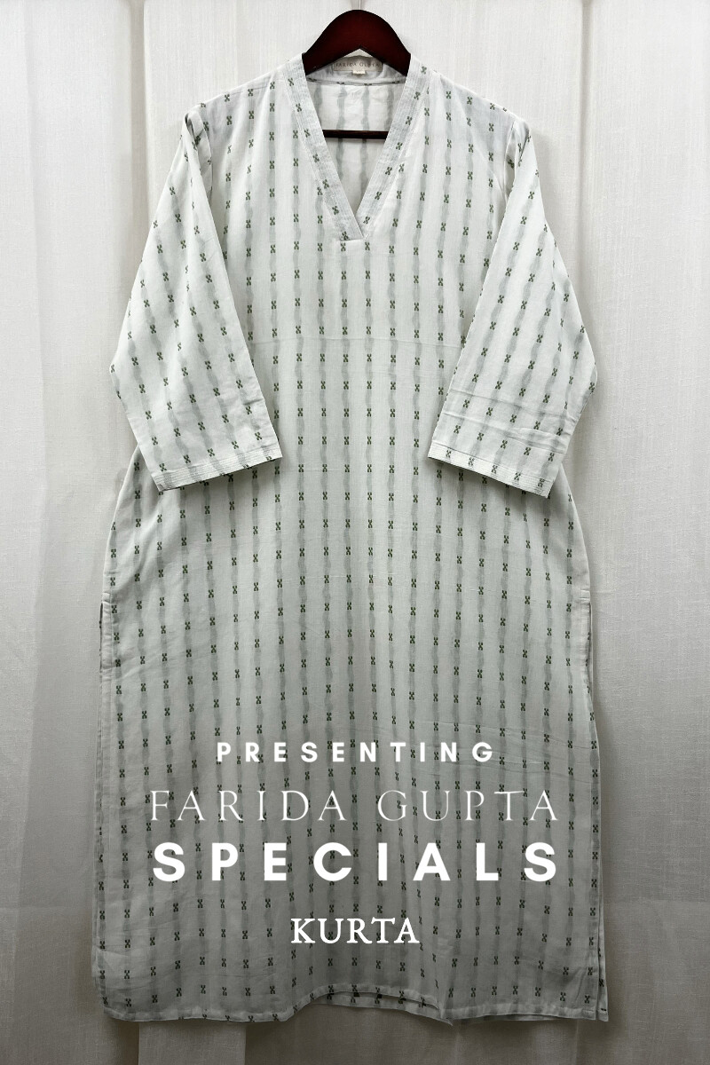 White Handcrafted Straight Handloom Cotton Kurta