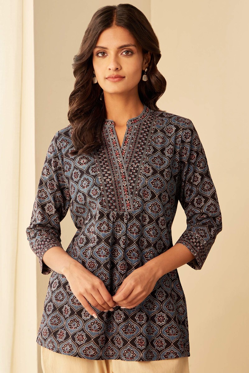 Ajrak Hand Block-Printed Cotton Top