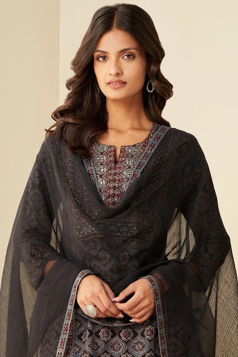Black Handcrafted Kota Dupatta