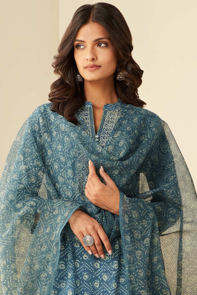 Akola Hand Block-Printed Kota Dupatta