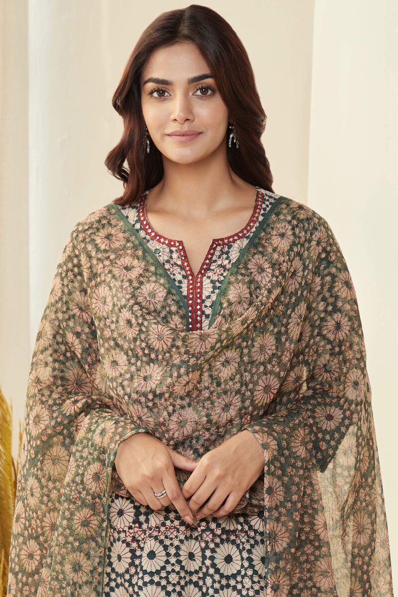 Bagru Hand Block-Printed Kota Dupatta