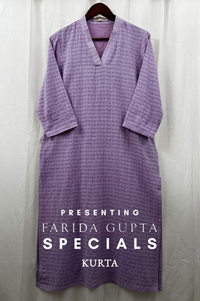 Light Purple Handcrafted Straight Handloom Cotton Kurta