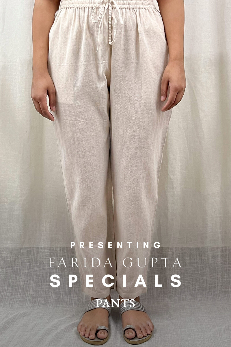 Light Pink Handcrafted Cotton Dobby Narrow Pants